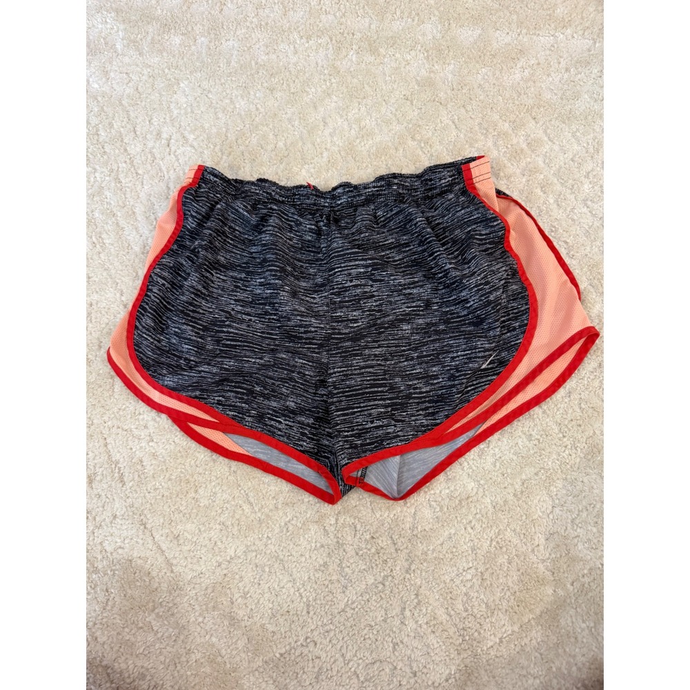 Nike Dri-FIT Running Shorts Womens Large Black Orange Space Dye Athletic L